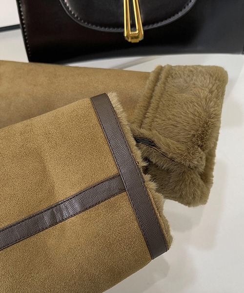 aimoha（アイモハ）の「ダブルカラー　ムートンジャケット（ムートンコート・レディース・オフホワイト/グリーン/グレー/ベージュ・LARGE/MEDIUM）」の15枚目の写真