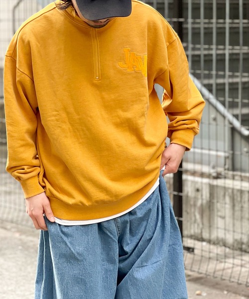 Java（ジャバ）の「《JaVaジャバ コラボ》こなれヴインテージ。ロゴ刺繍ハーフジップピグメントプルオーバー（スウェット・レディース・イエロー/チャコール/ブルー・LARGE/MEDIUM/SMALL/X-LARGE/XX-LARGE）」の9枚目の写真