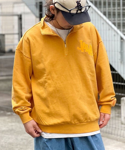 Java（ジャバ）の「《JaVaジャバ コラボ》こなれヴインテージ。ロゴ刺繍ハーフジップピグメントプルオーバー（スウェット・レディース・イエロー/チャコール/ブルー・LARGE/MEDIUM/SMALL/X-LARGE/XX-LARGE）」の17枚目の写真