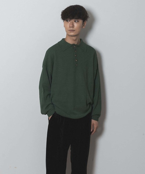 Couleur Meler（クルールメリー）の「Couleur Meler sakasa　button pile yarn knit（ニット/セーター・メンズ・ブラック/ブラウン/グリーン・MEDIUM/LARGE）」の4枚目の写真