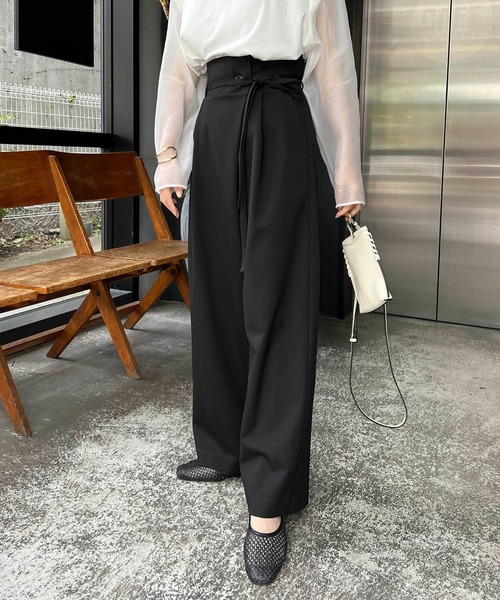 CAPRICIEUX LE'MAGE（カプリシューレマージュ）の「ラップハイウエストパンツ（その他パンツ・レディース・ブラック/ベージュ・36/38）」の3枚目の写真