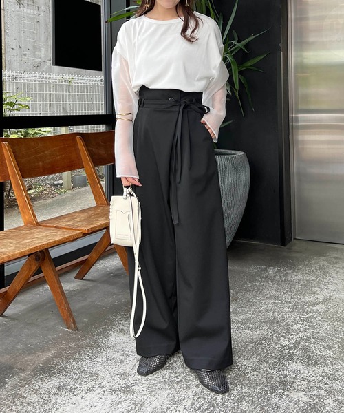 CAPRICIEUX LE'MAGE（カプリシューレマージュ）の「ラップハイウエストパンツ（その他パンツ・レディース・ブラック/ベージュ・36/38）」の7枚目の写真