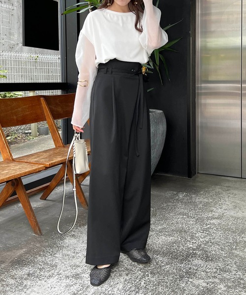 CAPRICIEUX LE'MAGE（カプリシューレマージュ）の「ラップハイウエストパンツ（その他パンツ・レディース・ブラック/ベージュ・36/38）」の8枚目の写真