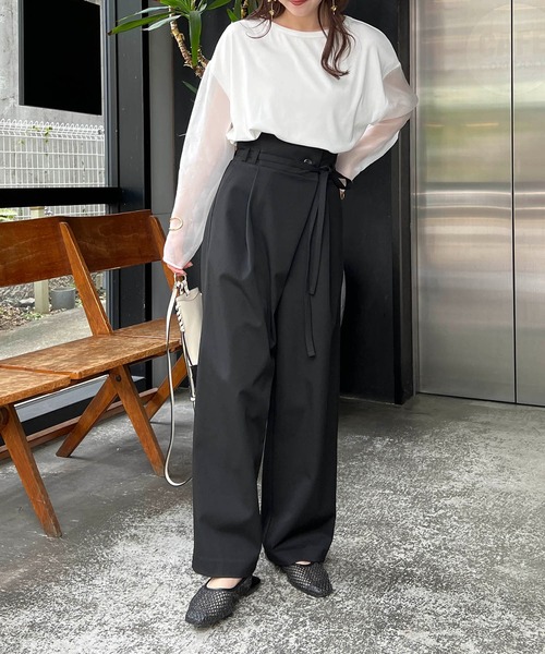 CAPRICIEUX LE'MAGE（カプリシューレマージュ）の「ラップハイウエストパンツ（その他パンツ・レディース・ブラック/ベージュ・36/38）」の9枚目の写真