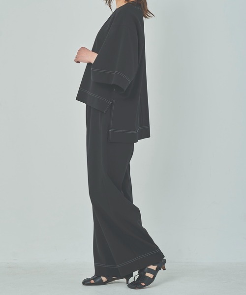 OUTERSUNSET(アウターサンセット)の「配色ステッチブラウス(シャツ/ブラウス・レディース・ブラック/ベージュ・FREE)」の7枚目の写真