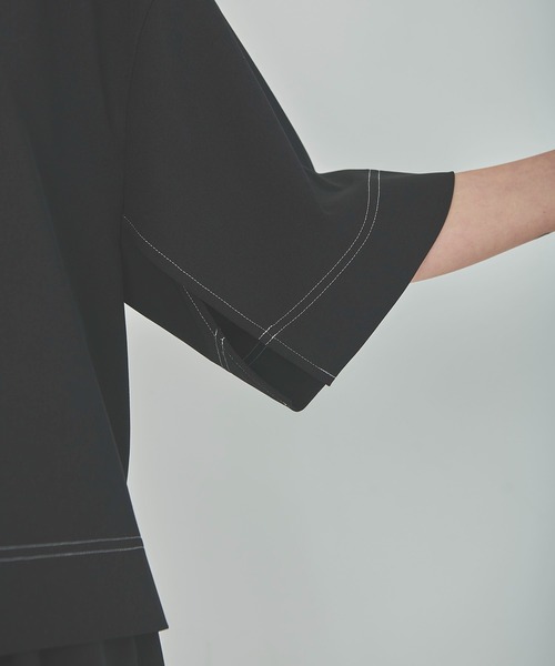 OUTERSUNSET(アウターサンセット)の「配色ステッチブラウス(シャツ/ブラウス・レディース・ブラック/ベージュ・FREE)」の5枚目の写真