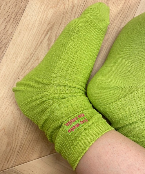 WEGO(ウィゴー)の「WEGO/ワッフル刺繍ソックス(ソックス/靴下・レディース・ピンク/ライム/ホワイト/オレンジ・23-25cm)」の10枚目の写真