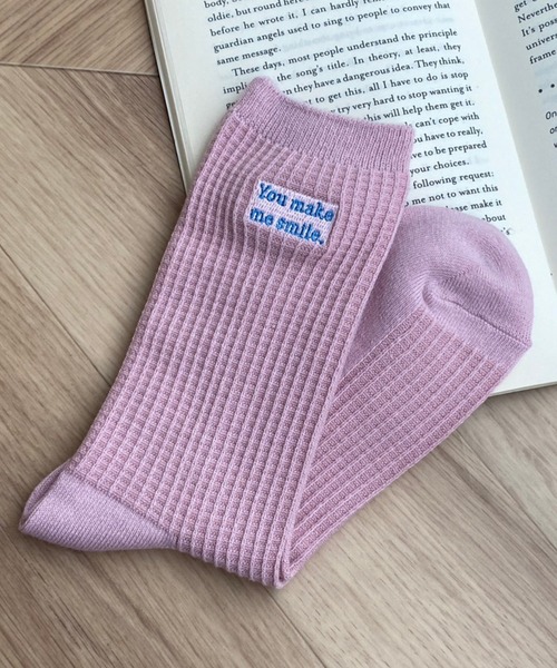 WEGO(ウィゴー)の「WEGO/ワッフル刺繍ソックス(ソックス/靴下・レディース・ピンク/ライム/ホワイト/オレンジ・23-25cm)」の6枚目の写真