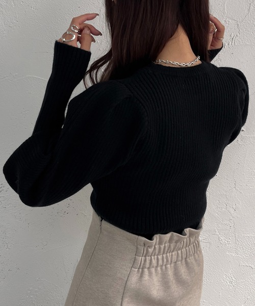 apres jour mignon(アプレジュールミニョン)の「袖ボリュームトップス【ZOZOTOWN限定アイテム】(ニット/セーター・レディース・グレイッシュベージュ/ブラック/ピンク・フリー/X-LARGE)」の12枚目の写真
