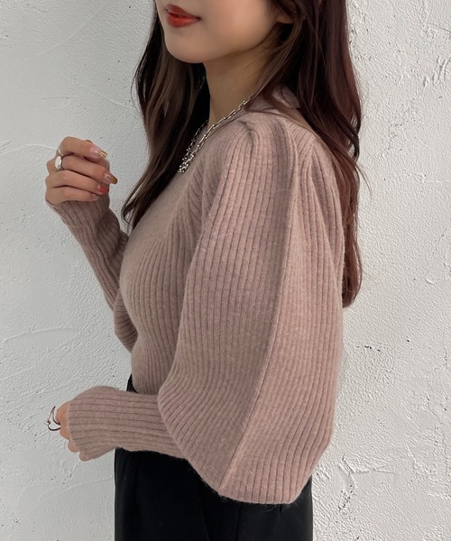 apres jour mignon(アプレジュールミニョン)の「袖ボリュームトップス【ZOZOTOWN限定アイテム】(ニット/セーター・レディース・グレイッシュベージュ/ブラック/ピンク・フリー/X-LARGE)」の9枚目の写真