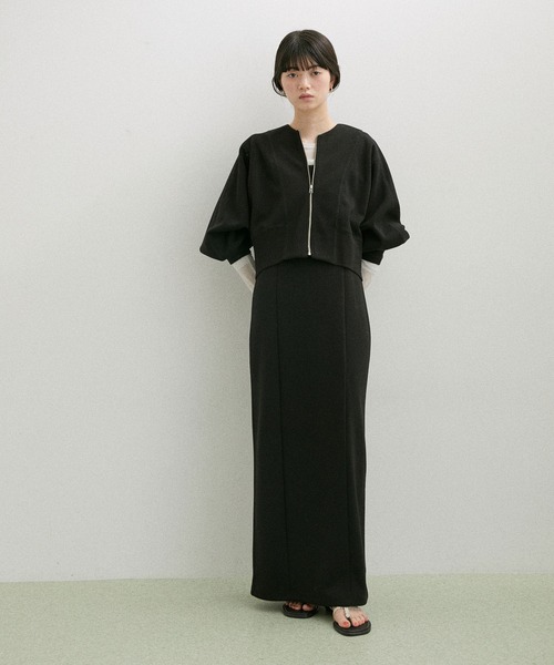 美品 アダムエロペ シアーカーデコンビニットワンピースSET フリー イエロー系 美品 アダムエロペ シアーカーデコンビニットワンピースSET
