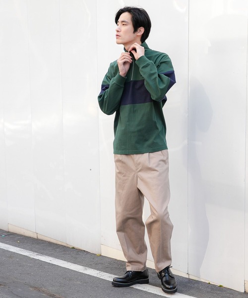 niko and...(ニコアンド)の「ハーフジップロゴプルオーバー(Tシャツ/カットソー・メンズ・パープル/ネイビー/グリーン/オフホワイト・MEDIUM/LARGE)」の7枚目の写真