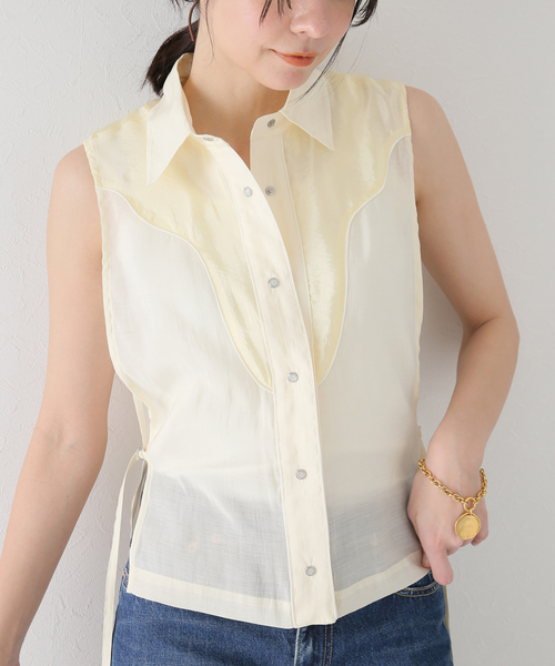 SLOBE citron.(スローブシトロン)の「SLOBE citron.ウェスタンスターシャツベスト(ベスト・レディース・アイボリー・FREE)」の11枚目の写真