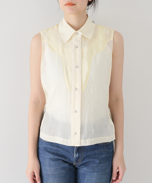 SLOBE citron.(スローブシトロン)の「SLOBE citron.ウェスタンスターシャツベスト(ベスト・レディース・アイボリー・FREE)」の13枚目の写真