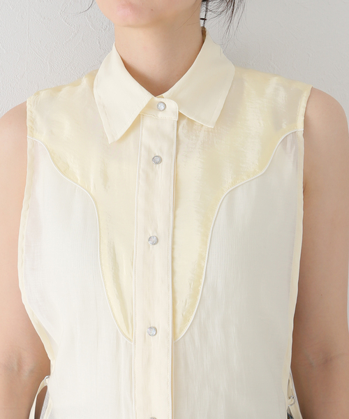 SLOBE citron.(スローブシトロン)の「SLOBE citron.ウェスタンスターシャツベスト(ベスト・レディース・アイボリー・FREE)」の16枚目の写真