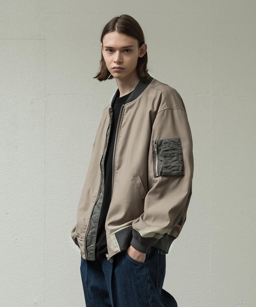 SLICK(スリック)の「T/RギャバコンビネーションMA-1(MA-1・メンズ・ブラック/モカ・2/3/1)」の15枚目の写真