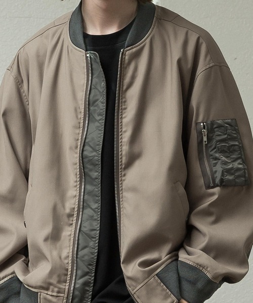 SLICK(スリック)の「T/RギャバコンビネーションMA-1(MA-1・メンズ・ブラック/モカ・2/3/1)」の18枚目の写真