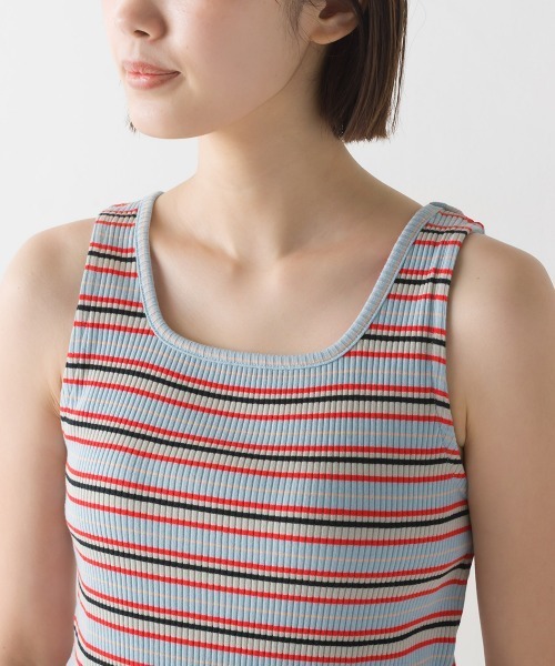 OMNES（オムネス）の「2way マルチボーダーフライスリブタンクトップ（タンクトップ・レディース・ブルー/ネイビー/イエロー/ベージュ・FREE）」の9枚目の写真