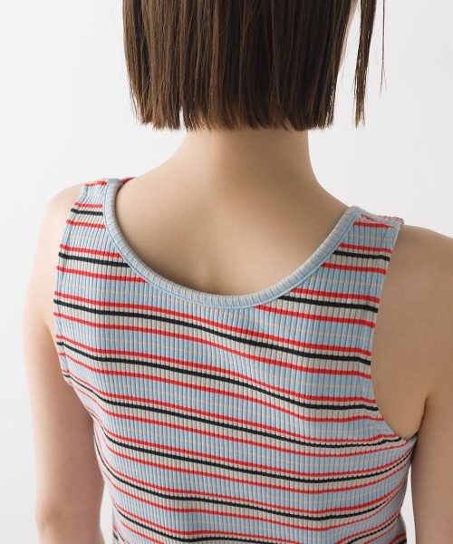 OMNES（オムネス）の「2way マルチボーダーフライスリブタンクトップ（タンクトップ・レディース・ブルー/ネイビー/イエロー/ベージュ・FREE）」の6枚目の写真