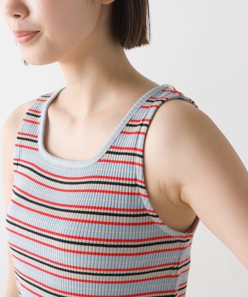 OMNES（オムネス）の「2way マルチボーダーフライスリブタンクトップ（タンクトップ・レディース・ブルー/ネイビー/イエロー/ベージュ・FREE）」の8枚目の写真