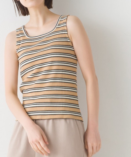 OMNES（オムネス）の「2way マルチボーダーフライスリブタンクトップ（タンクトップ・レディース・ブルー/ネイビー/イエロー/ベージュ・FREE）」の10枚目の写真
