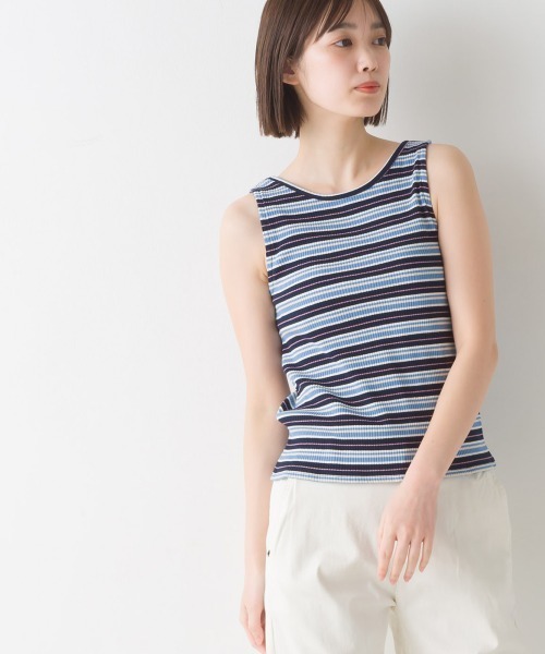 OMNES（オムネス）の「2way マルチボーダーフライスリブタンクトップ（タンクトップ・レディース・ブルー/ネイビー/イエロー/ベージュ・FREE）」の15枚目の写真