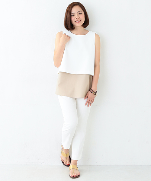 Demi-Luxe BEAMS（デミルクス ビームス）の「Demi-Luxe BEAMS / ツーインワン ノースリーブブラウス（シャツ/ブラウス・レディース・ホワイト/ブラック・38/36）」の18枚目の写真