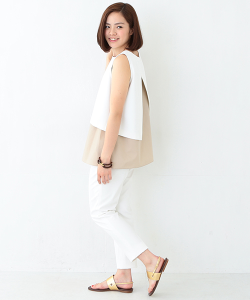 Demi-Luxe BEAMS（デミルクス ビームス）の「Demi-Luxe BEAMS / ツーインワン ノースリーブブラウス（シャツ/ブラウス・レディース・ホワイト/ブラック・38/36）」の19枚目の写真