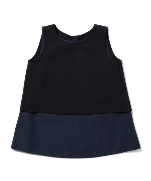 Demi-Luxe BEAMS（デミルクス ビームス）の「Demi-Luxe BEAMS / ツーインワン ノースリーブブラウス（シャツ/ブラウス・レディース・ホワイト/ブラック・38/36）」の4枚目の写真