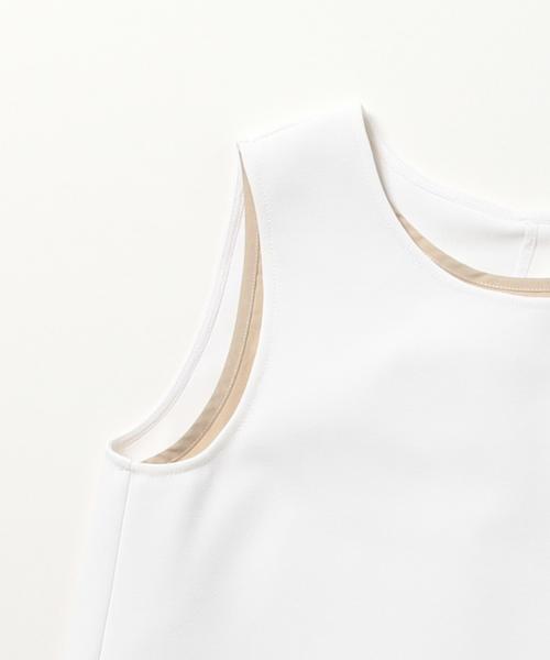 Demi-Luxe BEAMS（デミルクス ビームス）の「Demi-Luxe BEAMS / ツーインワン ノースリーブブラウス（シャツ/ブラウス・レディース・ホワイト/ブラック・38/36）」の6枚目の写真