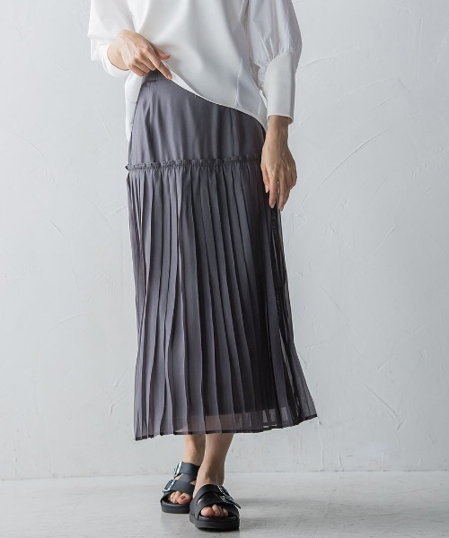 MAYSON GREY（メイソングレイ）の「ヘムプリーツシアースカート（スカート・レディース・チャコールグレー/ピンク/グリーン・M）」の14枚目の写真