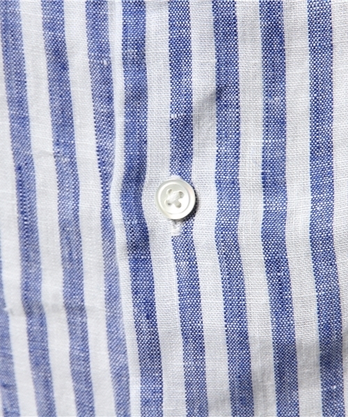 417 EDIFICE（フォーワンセブンエディフィス）の「◇リネンストライプレギュラーカラー 7/S シャツ（シャツ/ブラウス・メンズ・グリーン/ネイビー・MEDIUM/LARGE/SMALL）」の9枚目の写真