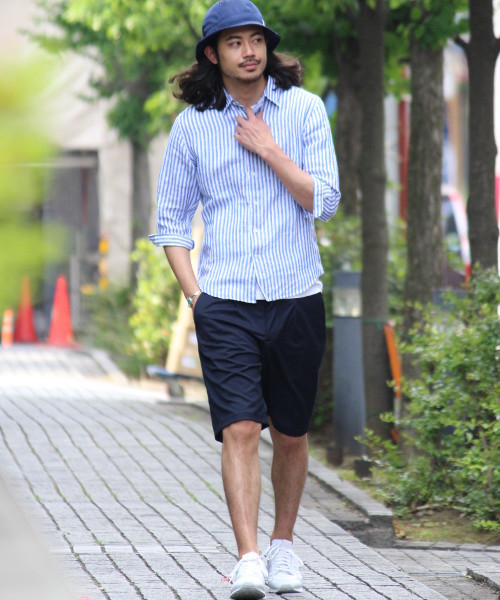 417 EDIFICE（フォーワンセブンエディフィス）の「◇リネンストライプレギュラーカラー 7/S シャツ（シャツ/ブラウス・メンズ・グリーン/ネイビー・MEDIUM/LARGE/SMALL）」の13枚目の写真