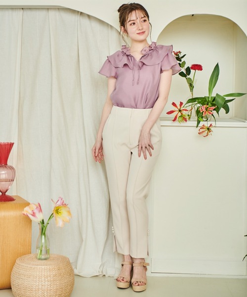 NOELA（ノエラ）の「サイドパールスリットパンツ（その他パンツ・レディース・オフホワイト/ピンク/ラベンダー・S/M）」の11枚目の写真