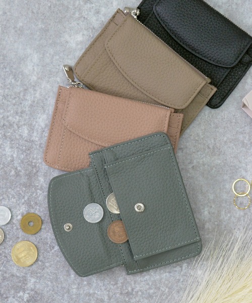 ALTROSE（アルトローズ）の「レザー 本革 ポケット付 パスケース カードケース ミニ財布 フラグメントケース（カードケース・レディース・グリーン/ピンク/ベージュ/ブラック・FREE）」の11枚目の写真