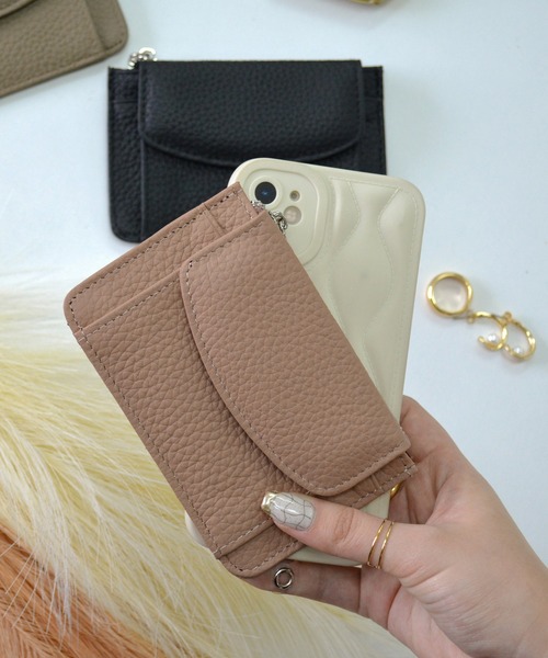 ALTROSE（アルトローズ）の「レザー 本革 ポケット付 パスケース カードケース ミニ財布 フラグメントケース（カードケース・レディース・グリーン/ピンク/ベージュ/ブラック・FREE）」の19枚目の写真