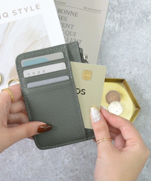 ALTROSE（アルトローズ）の「レザー 本革 ポケット付 パスケース カードケース ミニ財布 フラグメントケース（カードケース・レディース・グリーン/ピンク/ベージュ/ブラック・FREE）」の7枚目の写真