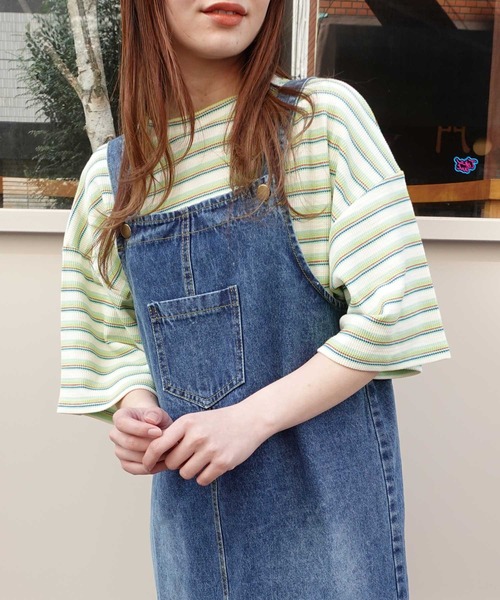 CORNERS（コーナーズ）の「マルチカラーボーダーワッフルオーバーサイズTシャツ（Tシャツ/カットソー・レディース・オレンジ/ブルー/アイボリー・M）」の8枚目の写真