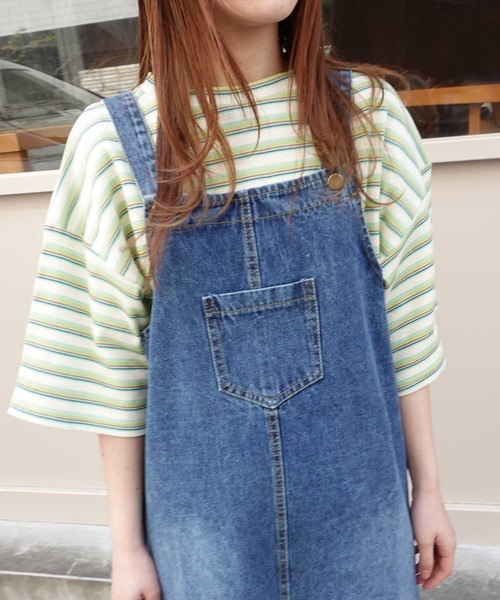 CORNERS（コーナーズ）の「マルチカラーボーダーワッフルオーバーサイズTシャツ（Tシャツ/カットソー・レディース・オレンジ/ブルー/アイボリー・M）」の12枚目の写真