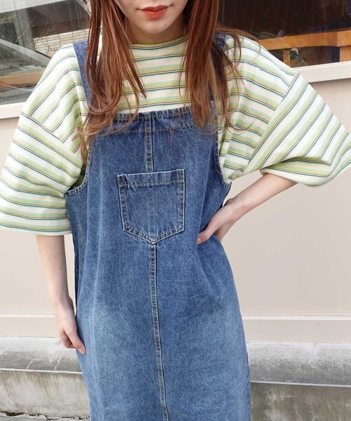 CORNERS（コーナーズ）の「マルチカラーボーダーワッフルオーバーサイズTシャツ（Tシャツ/カットソー・レディース・オレンジ/ブルー/アイボリー・M）」の11枚目の写真