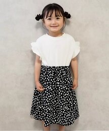 チュールワッフルドッキングワンピース