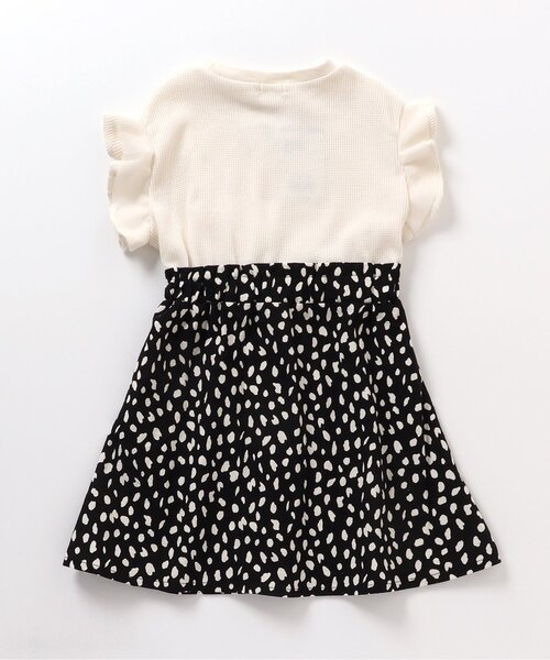 BREEZE(ブリーズ)の「チュールワッフルドッキングワンピース(ワンピース・キッズ・オフホワイト/ブラック・130/80/120/110/140/90/100)」の7枚目の写真