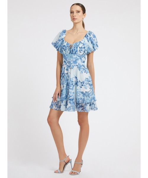 Guess（ゲス）の「Gilda Smocked Dress ワンピース ドレス（ワンピース・レディース・ブルー/ブルー系その他・SMALL/X-SMALL/MEDIUM）」の5枚目の写真