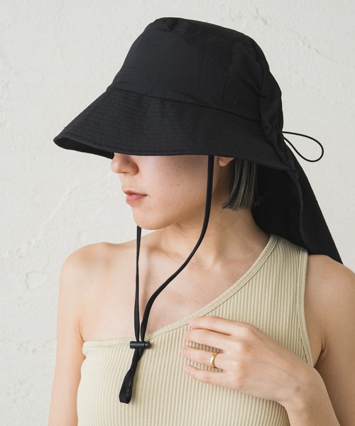 Omekashi(オメカシ)の「earthy_ナイロンシェードハット(ハット・レディース・ブラック/ベージュ・FREE)」の13枚目の写真