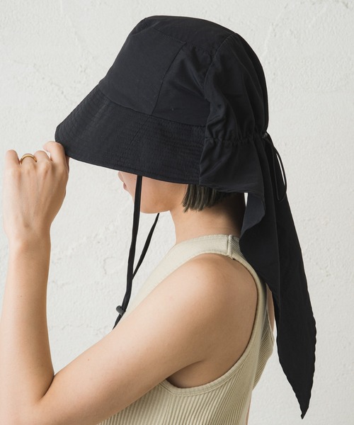 Omekashi(オメカシ)の「earthy_ナイロンシェードハット(ハット・レディース・ブラック/ベージュ・FREE)」の14枚目の写真