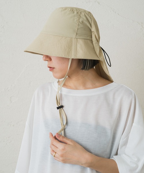 Omekashi(オメカシ)の「earthy_ナイロンシェードハット(ハット・レディース・ブラック/ベージュ・FREE)」の3枚目の写真