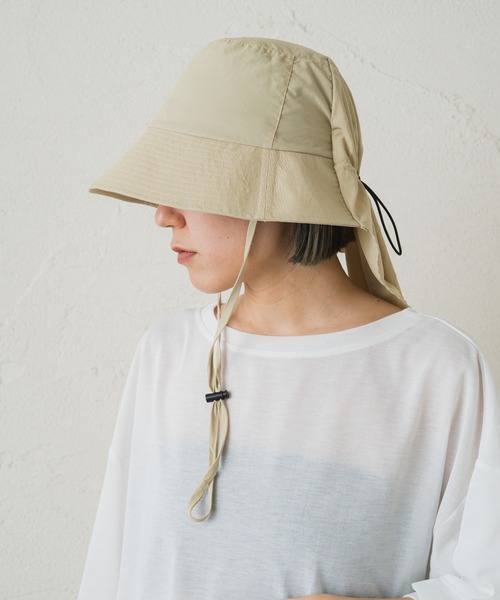 Omekashi(オメカシ)の「earthy_ナイロンシェードハット(ハット・レディース・ブラック/ベージュ・FREE)」の4枚目の写真