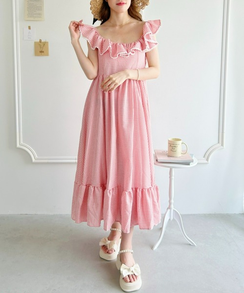 Loueme（ルエム）の「ギンガムチェック2WAYオフショルフリル