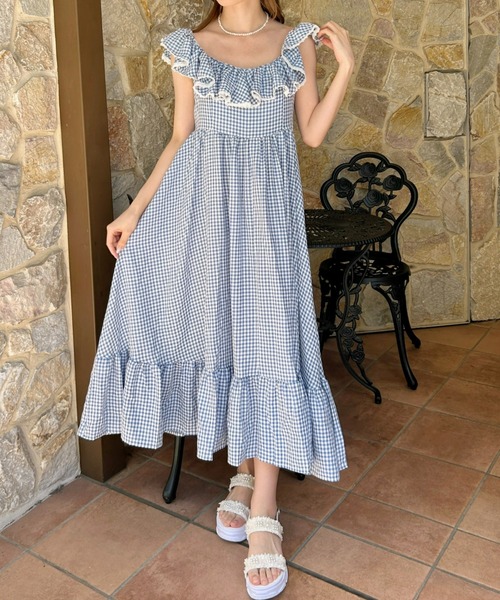 エムミーエメ mmeeme オフショルリボンチェックワンピース ♥試着のみ♥ オフショルリボンチェックワンピース M me eme - メルカリ
