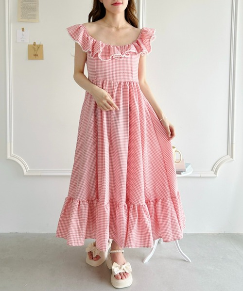 バーバリーブルーレーベル フリルワンピース ティアード ピンク チェック 38 バーバリーブルーレーベル フリルワンピース ティアード ピンク